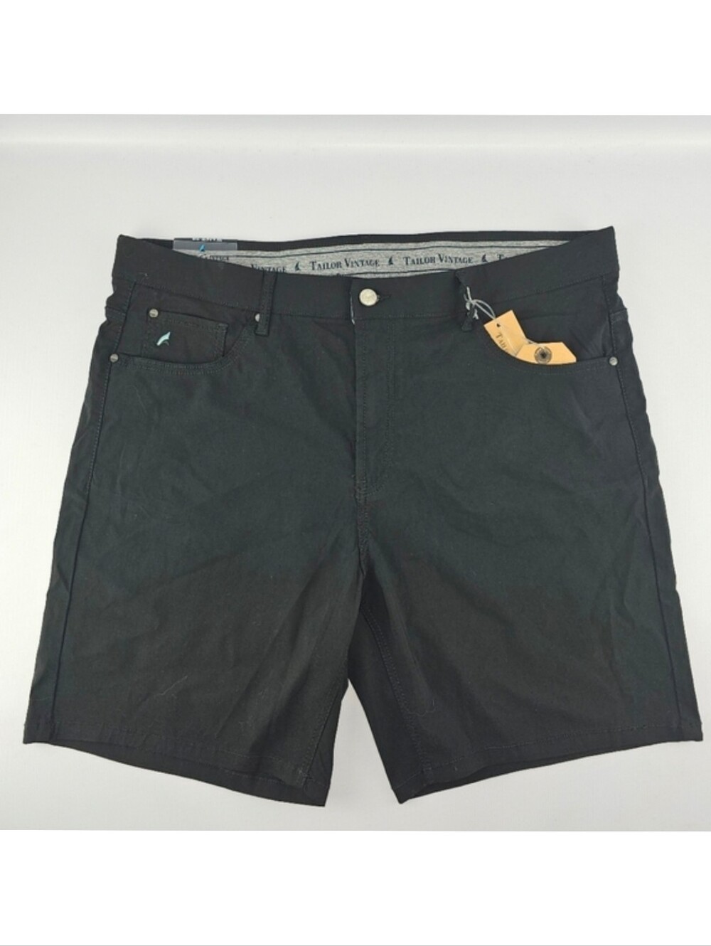 Tailor Vintage Men's 38 Performance Shorts Greenwich Slim Fit Black NWT $88